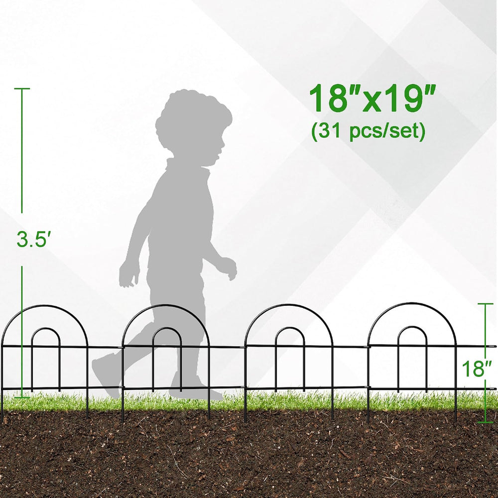 Decorative Black Garden Fencing 18inX50ft Metal Wire Edging Border Fence
