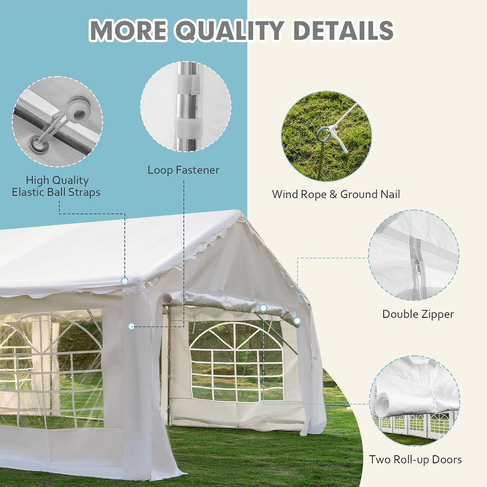 EROMMY 20x50FT White Party Tent, Heavy Duty Outdoor Event Canopy with Removab...