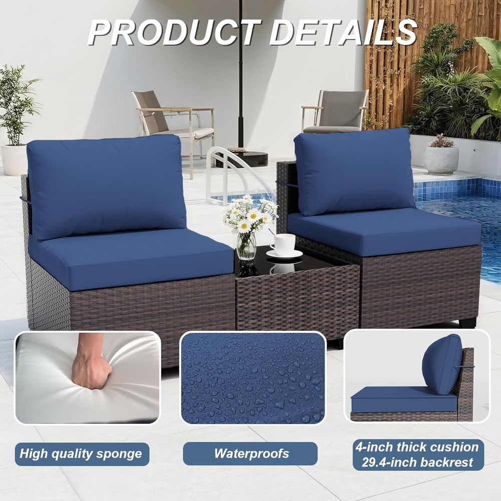 ALAULM Patio Furniture Set with Fire Pit Table 55000 BTU, Outdoor Sectional w...