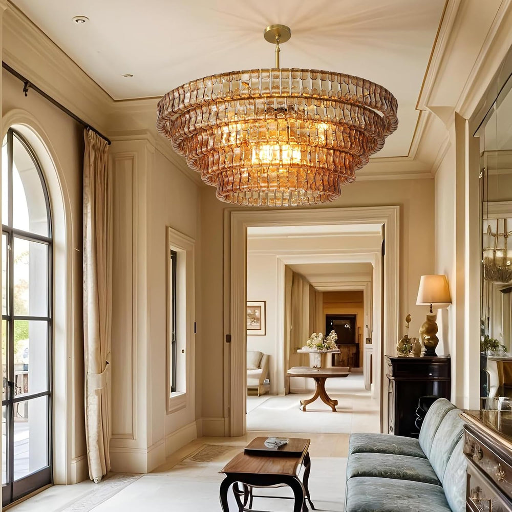 YIOSI Large Chandelier, 48" Gold Chandelier for Dining Room, 8-Light Rou...