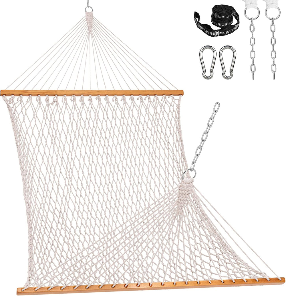 Lazy Daze 12 Ft Double Rope Hammock, Traditional Hand Woven Mesh Hammock