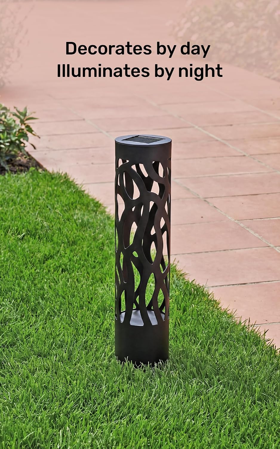 Home Zone Living Secure Solar Bollard Pathway Lights, 4-Pack, Black, 4"x...