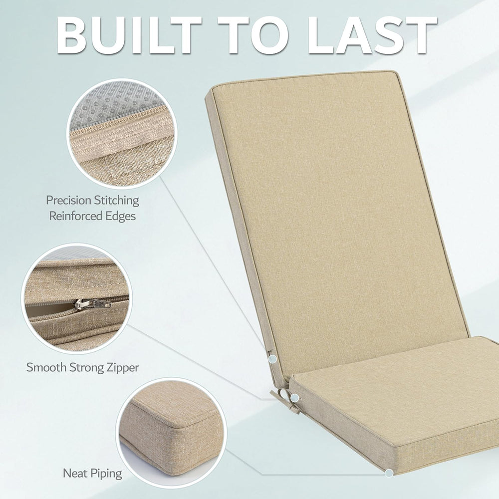 Adirondack Chair Cushion - Removable Cover, Water-Repellent & Fade-Resist...