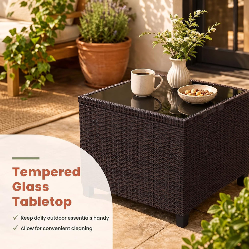 COSTWAY 3PCS Wicker Patio Furniture Set with Cushions for Balcony and Porch