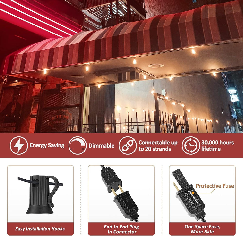 Achin 100FT Outdoor String Lights LED Dimmable Patio Lights String Waterproof...