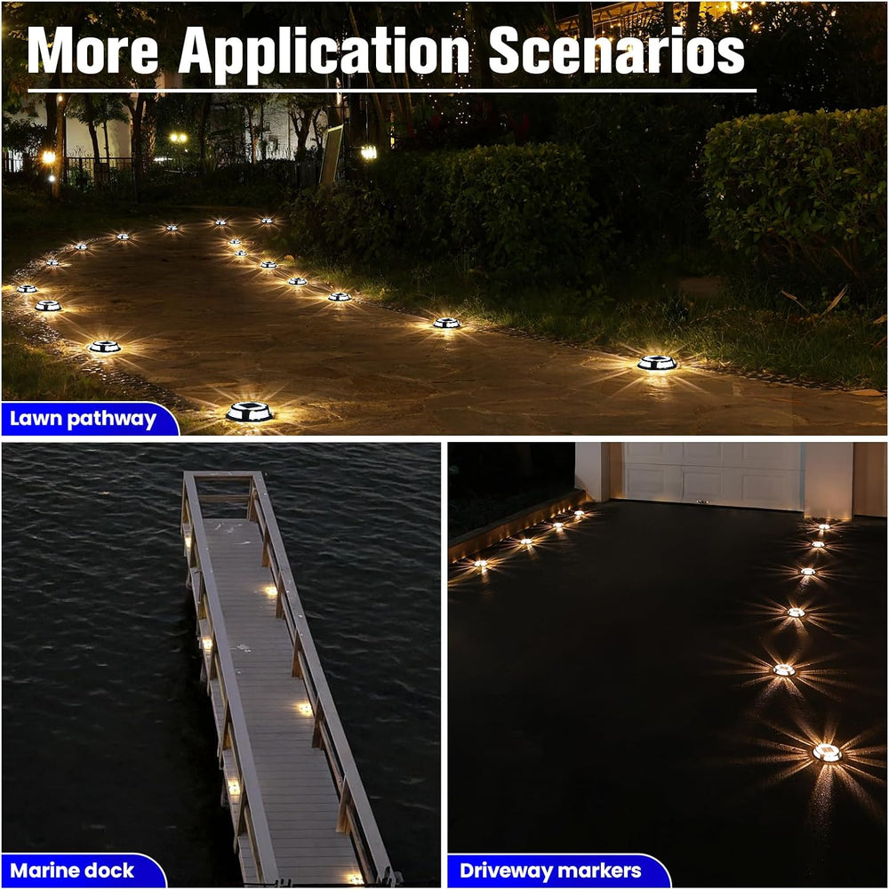 VOLISUN Solar Driveway Deck Dock Marine Lights 2 Colors Modes,16 Pack