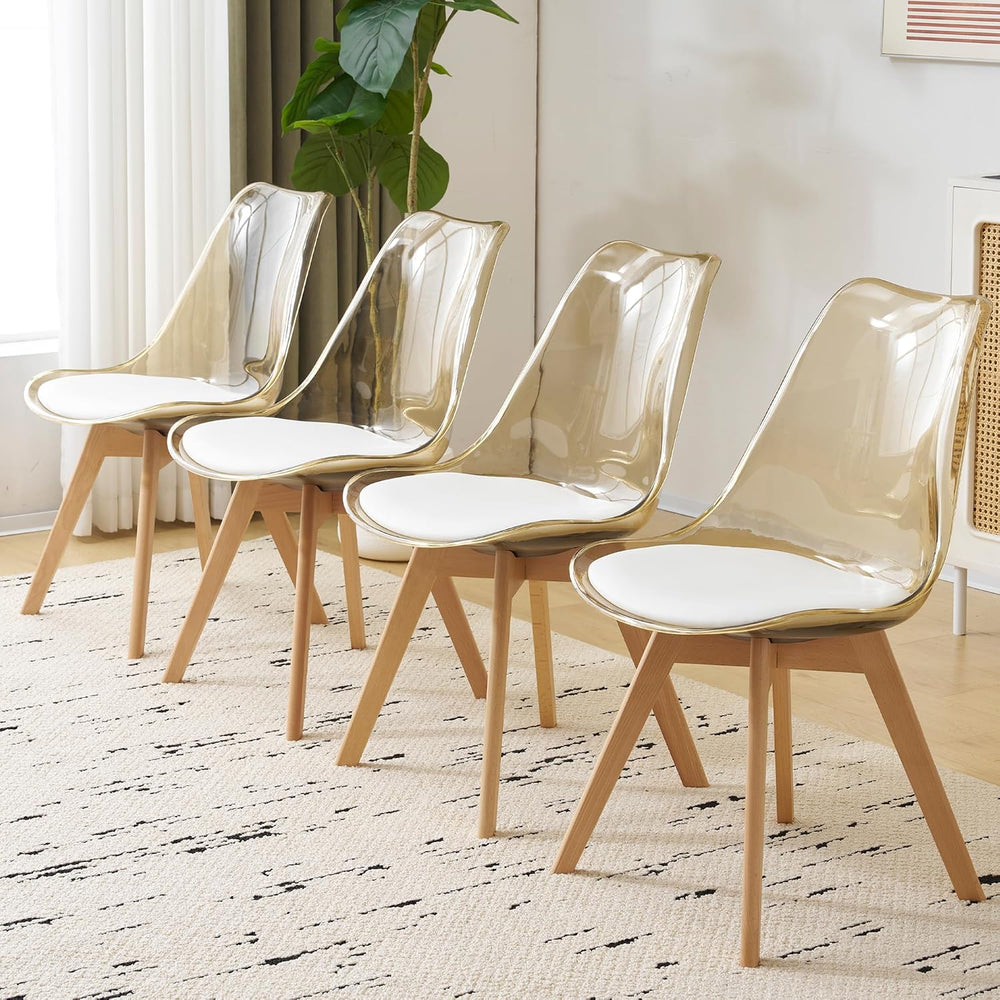 Clear Dining Chairs Set of 4, Modern Acrylic Dining Chair Transparent Chairs ...