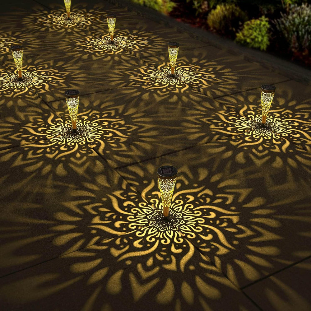 6 Pack Solar Lights Outdoor Garden Decorative Mandala Solar Garden Lights wit...