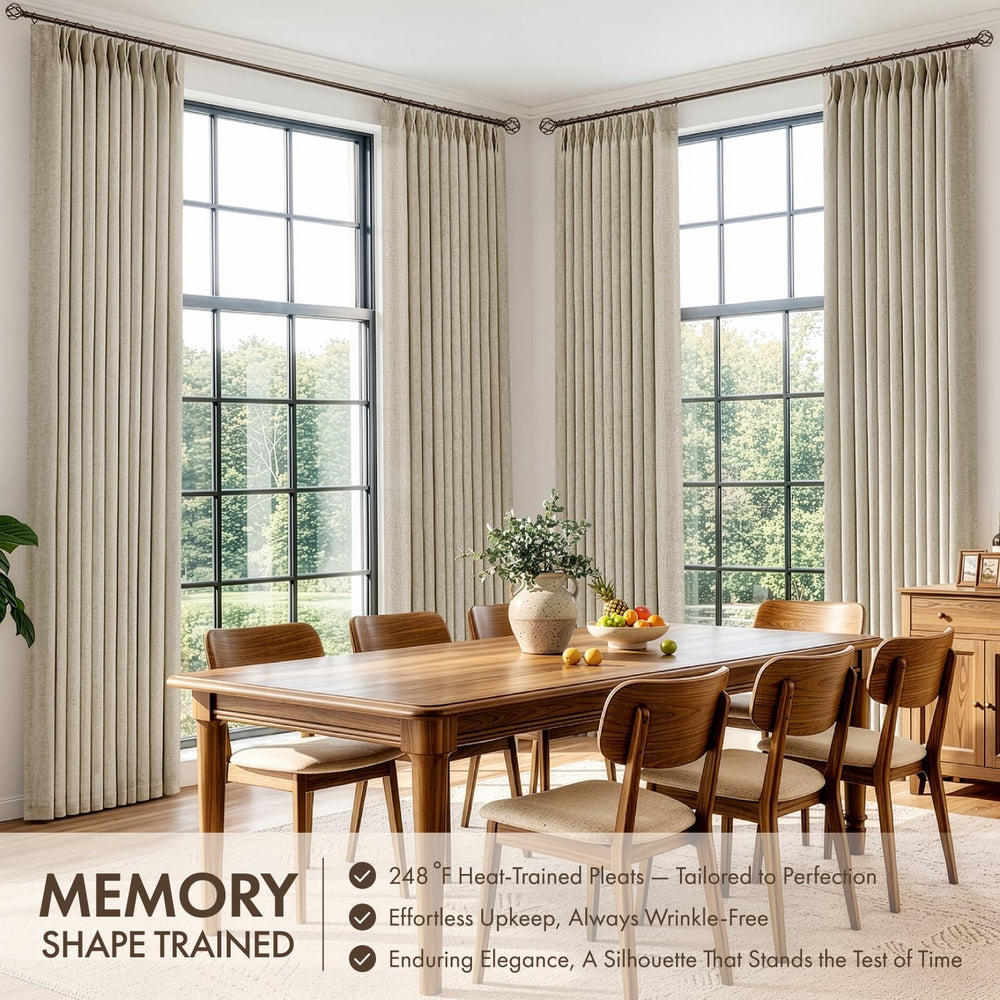 MIULEE 4 Panels Pinch Pleated 100% Blackout Linen Curtains 40"x90" ...
