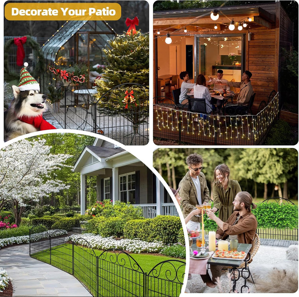 COLRASN 15 Panels No Dig Decorative Garden Dog Fence Outdoor for Yard, 33in(H...