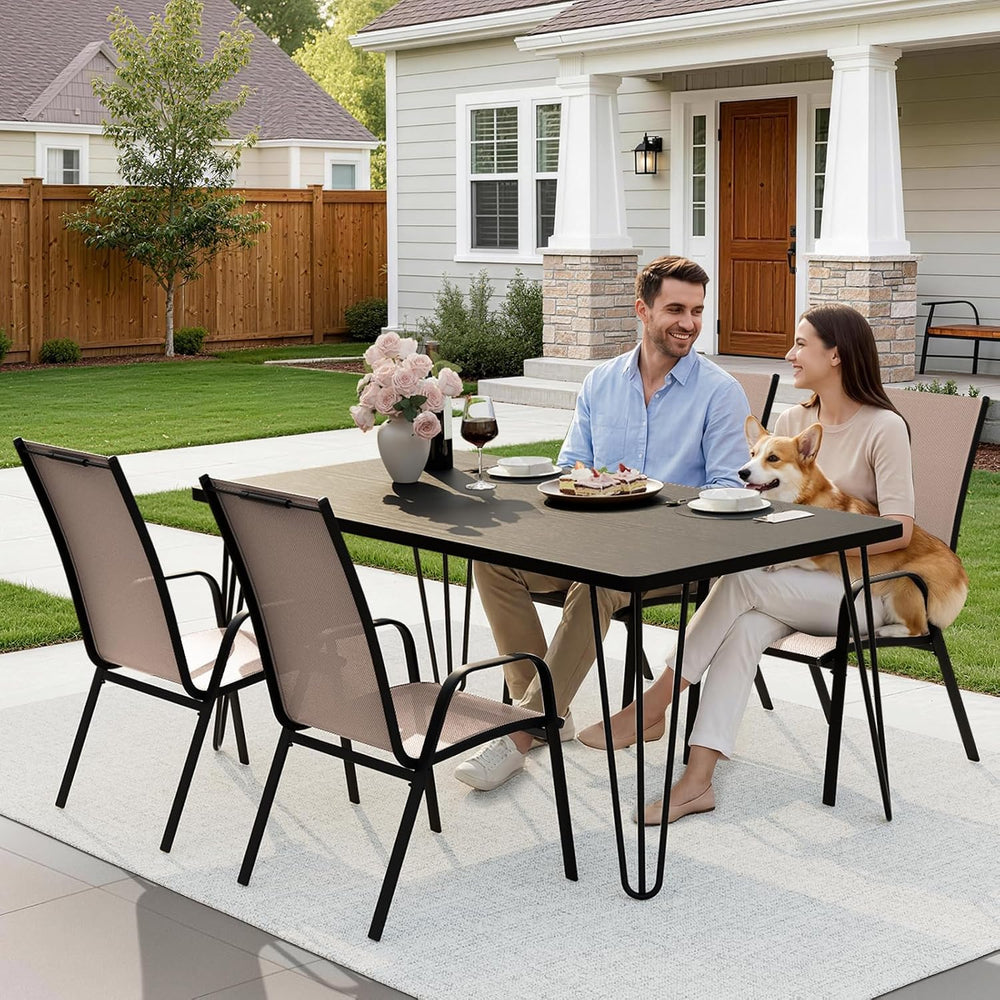 JEAREY Patio Dining Chairs Set of 4, Stackable Outdoor Chairs, Brown
