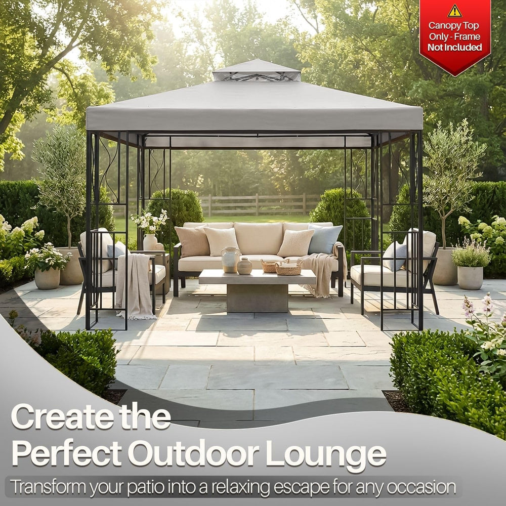 Flexzion Gazebo Cover Replacement Canopy Top 10x10 Ft (3m x 3m) - Double Tier...