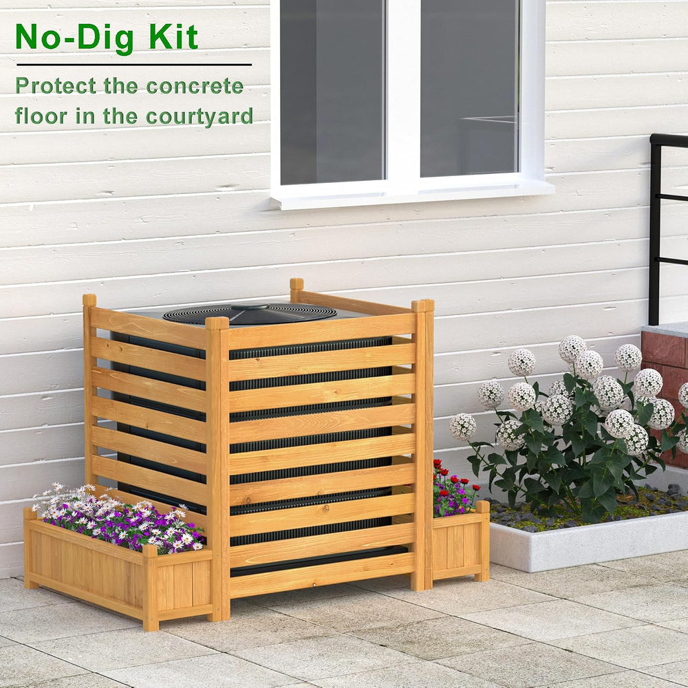 GDLF Air Conditioner Fence, Outdoor Wood AC Unit Privacy Screen, 3-Panel