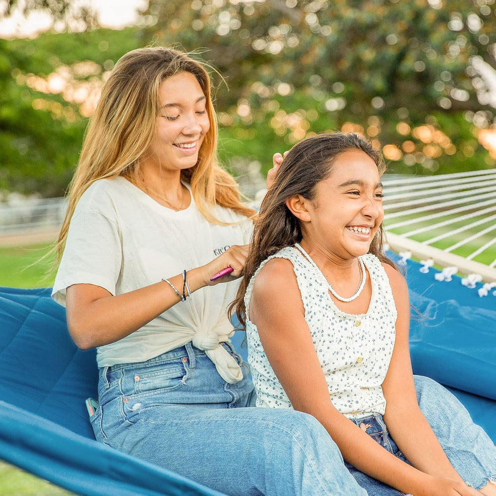 ANOW Two Person Hammock with Spreader Bars and Detachable Pillow, Blue
