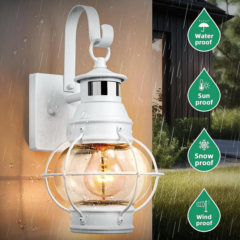 Lamomo 2-Pack White Motion Sensor Outdoor Light – Modern Farmhouse Porch Fixt...