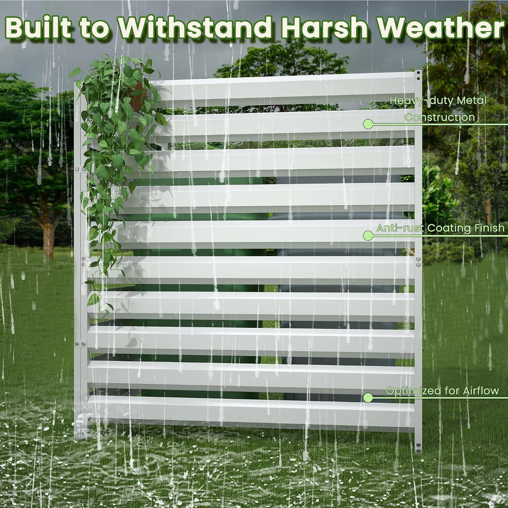 Metal Privacy Fence Screen, 42" H×38" W (1 Panel) No-Dig Air Condit...