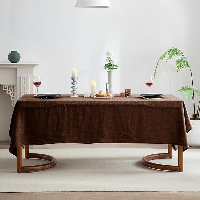 EVERLY 100% Pure Linen Rectangle Tablecloths 60x108Inches for Dining,Buffet P...