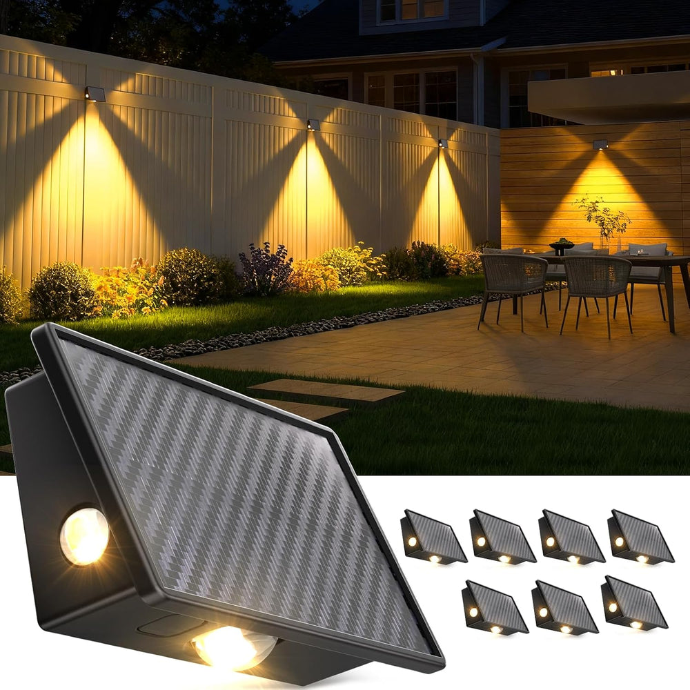 JSOT Solar Fence Lights Outdoor - 8 Pack Solar Lights Outdoor Waterproof Idea...