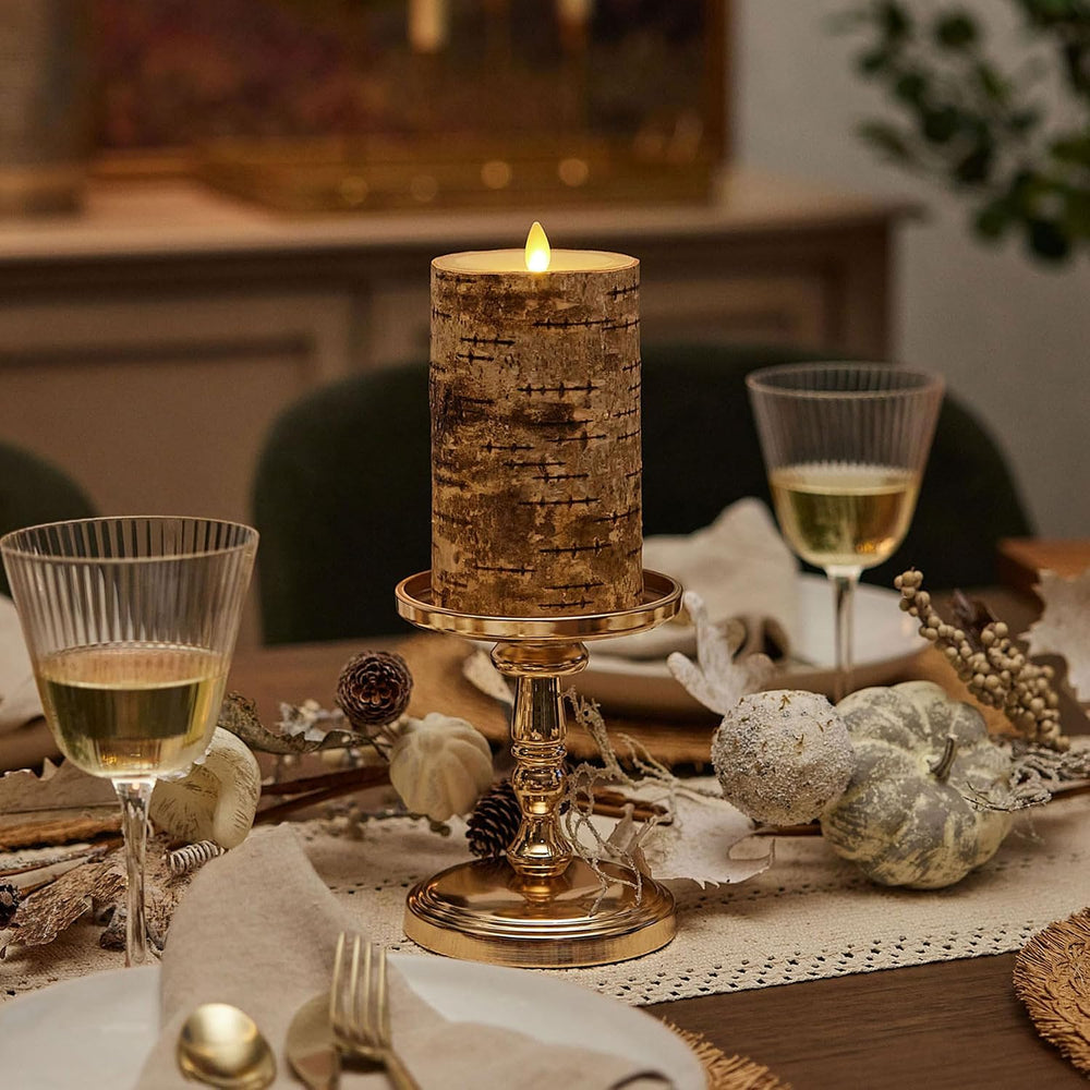 Luminara Real Birch Bark Wrapped Flameless LED Candle, 3.5" x 6.5",...