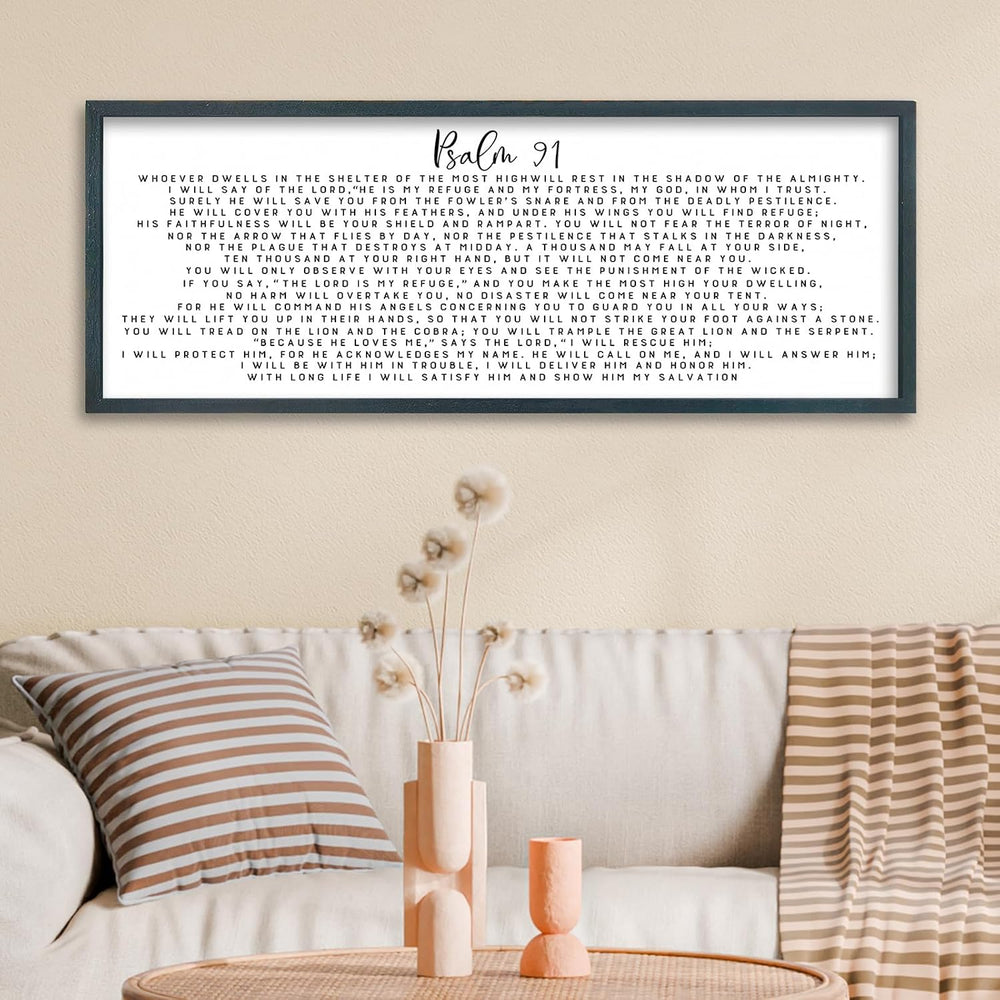 FZMHASLWW Psalm 91 Wall Art 32"×12" Black