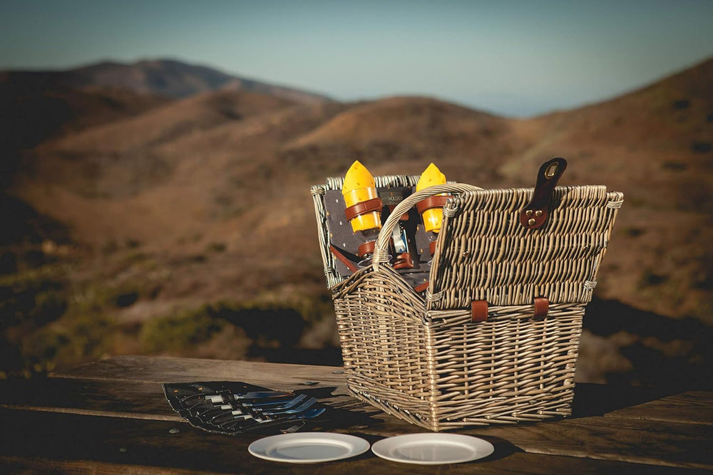 PICNIC TIME Piccadilly Picnic Basket for 2, Romantic Vintage English-Style Wo...