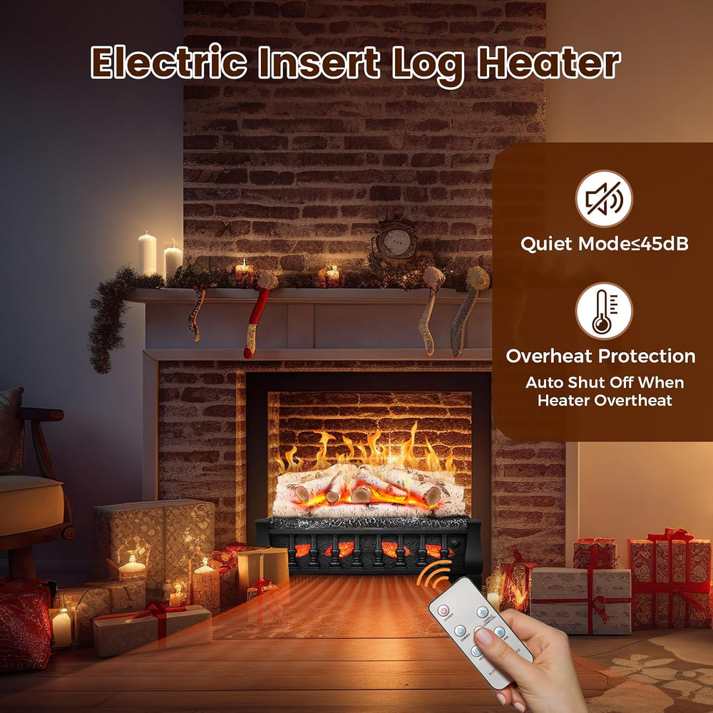 Electric Fireplace Insert Log Heater 21 Inches, 5 Flame Brightness, Multiple ...