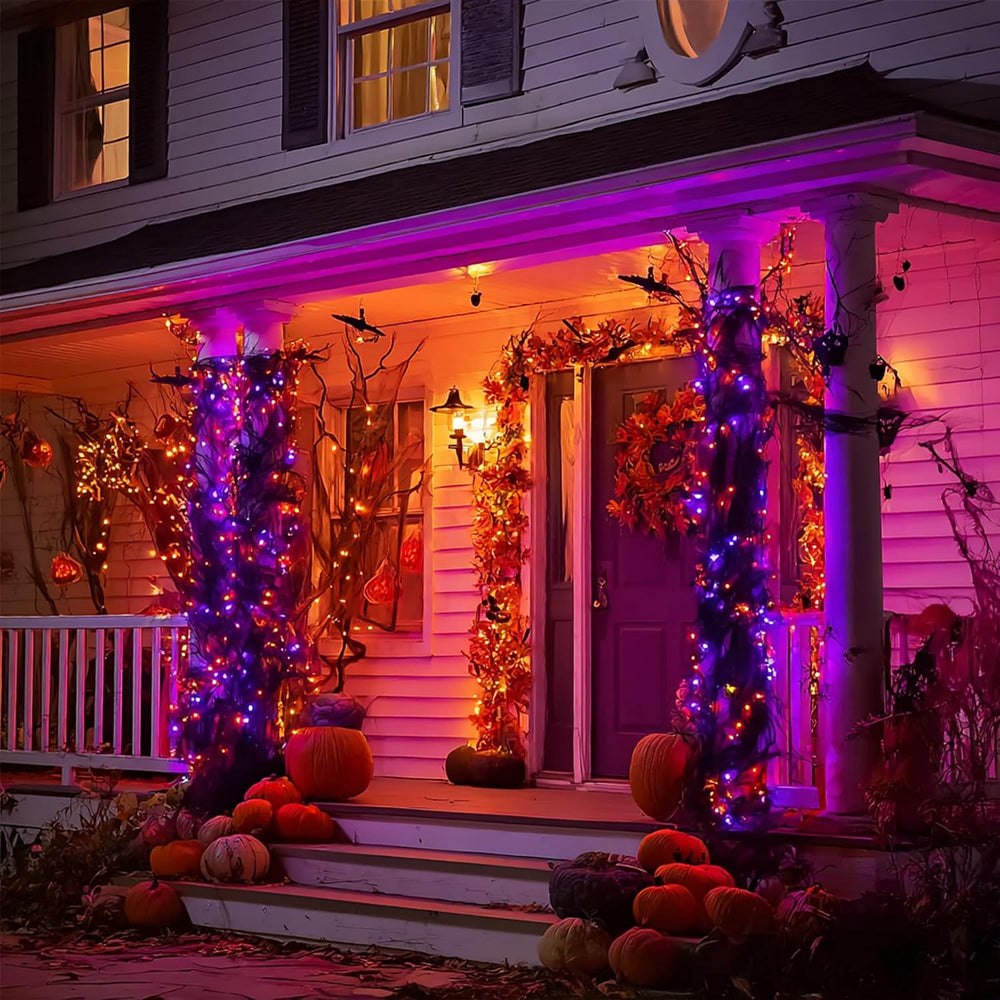 Dazzle Bright Halloween String Lights, 600 LED 196 FT Waterproof Black Wire S...