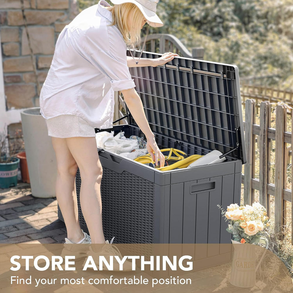 Devoko 100 Gallon Waterproof Resin Deck Box, Large Outdoor Storage Box