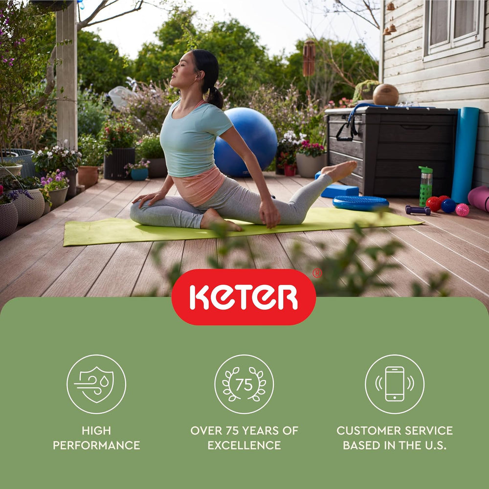 Keter Kentwood 92 Gal Outdoor Storage Box for Patio and Pool Accessories