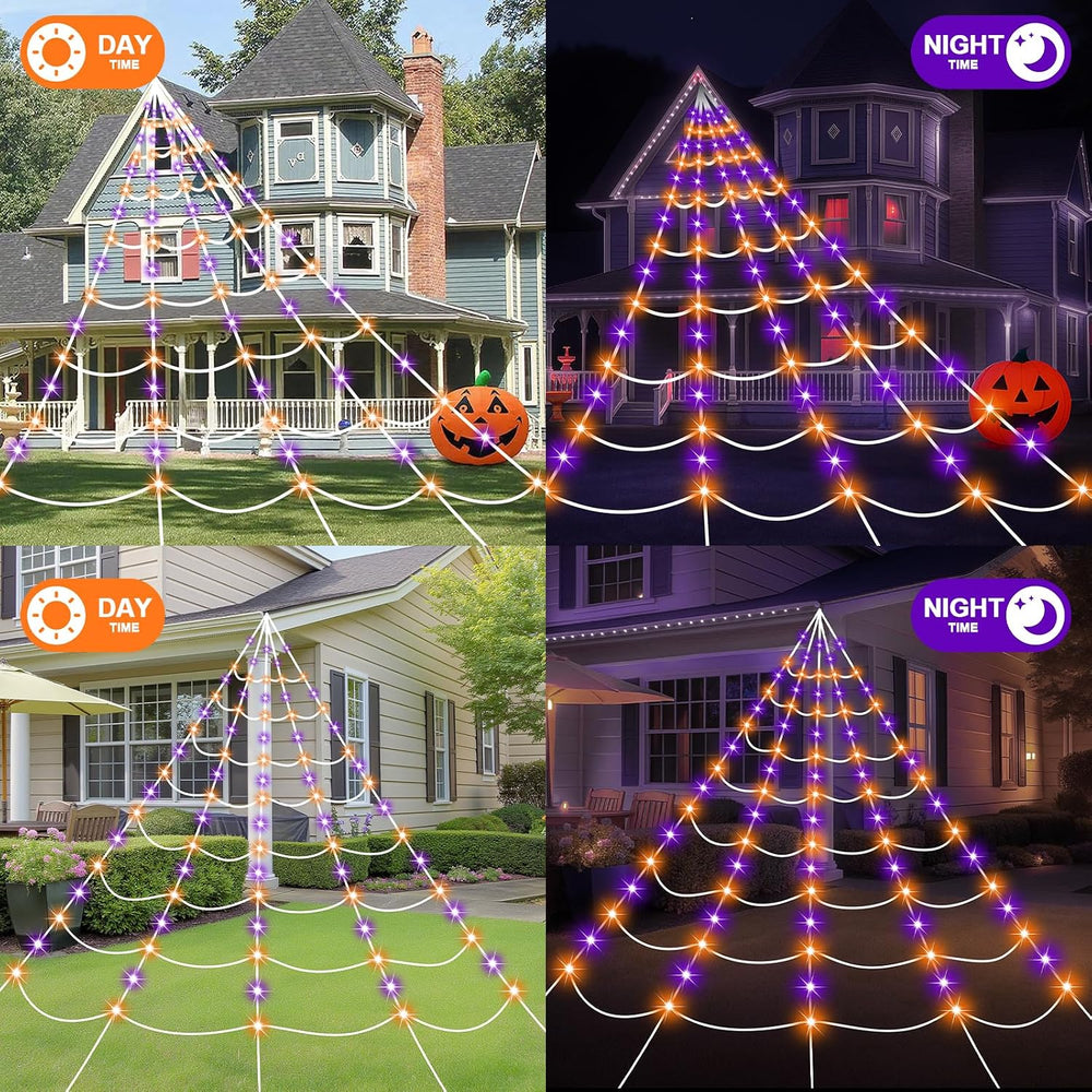 Halloween Decorations Spider Web Lights, 250 LED 16.4Ft Light Up Spider Web