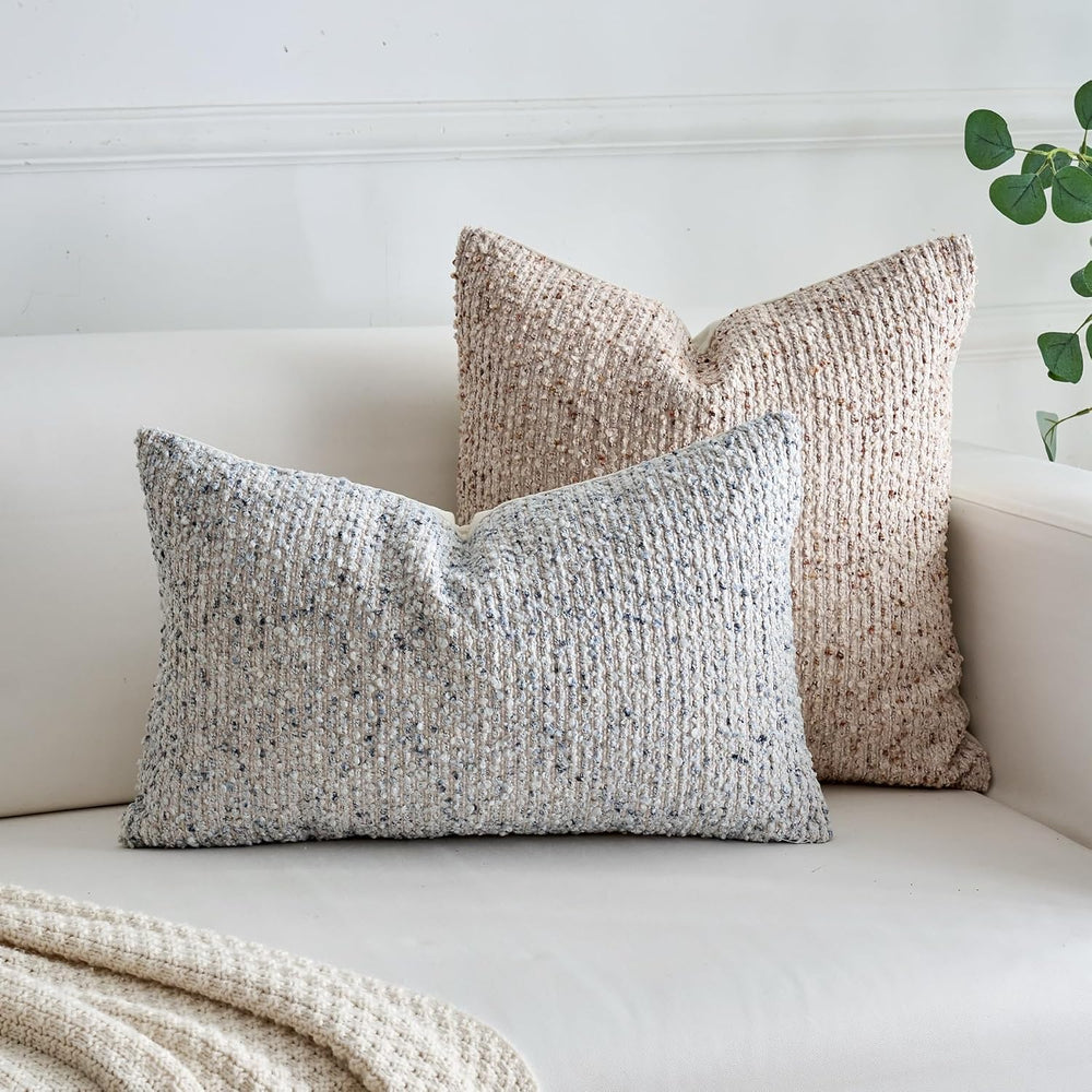 LIGICKY Pack of 2 Textured Boucle Throw Pillow Covers Decorative Modern Accen...