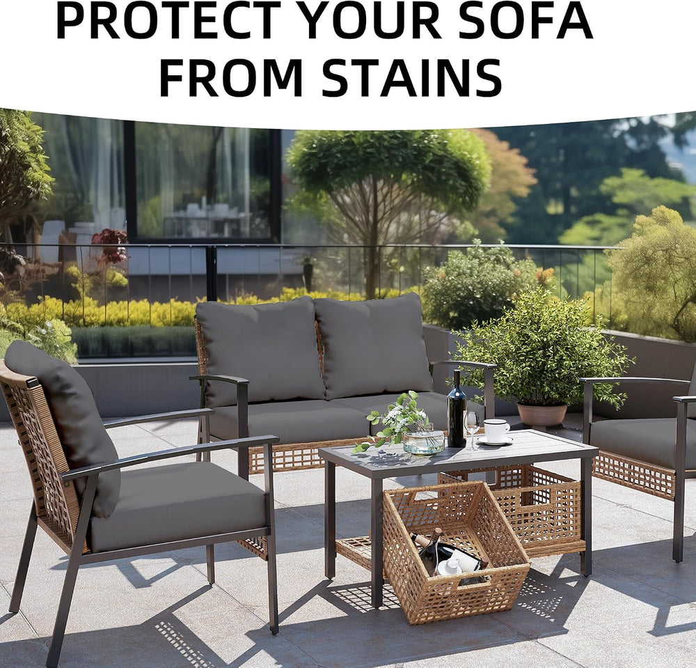 8PCS Patio Cushion Covers.Patio Furniture Couch SeatSlipcovers (Grey, 12PCS)