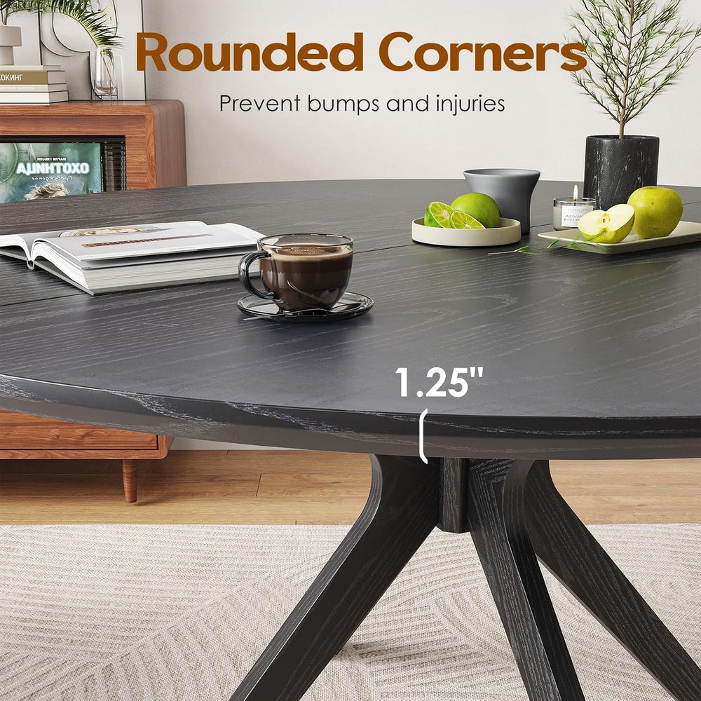 Soohow 47.2" Solid Wood Round Dining Table for 4-6 People with Intersect...