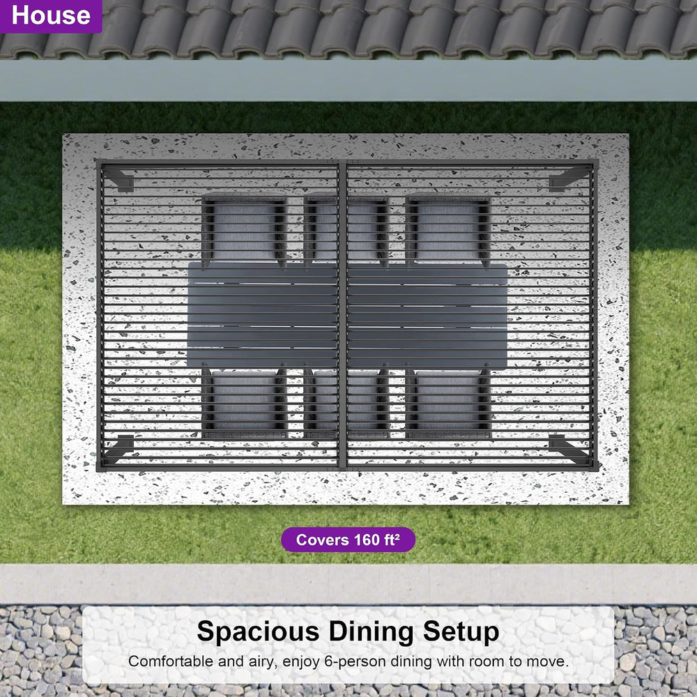 PURPLE LEAF Louvered Pergola 10' x 16' Aluminum Pergola w/Independent...