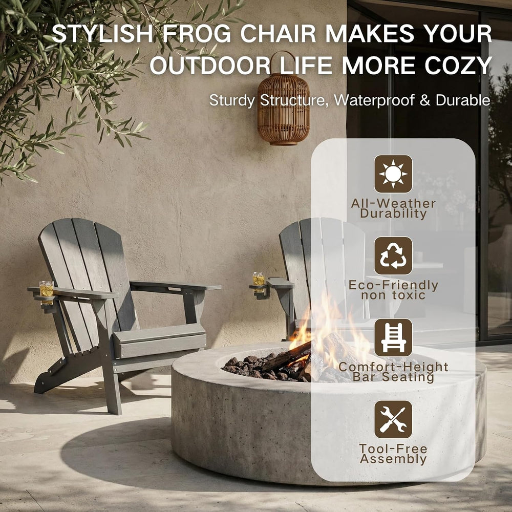Kingdura Foldable Adirondack Chair, Portable HDPE All Weather Resistant Outdo...
