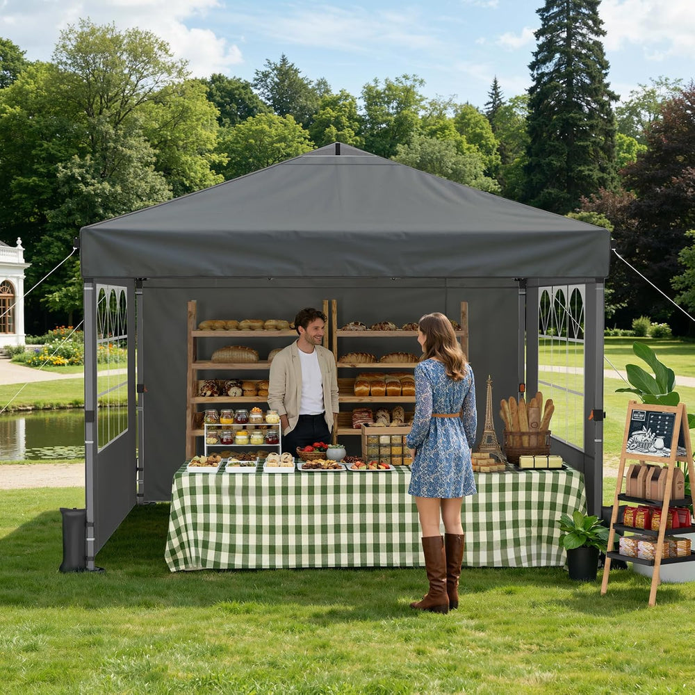 Raynesys 10x10ft Pop Up Canopy Tent with Sidewalls for Events, Parties