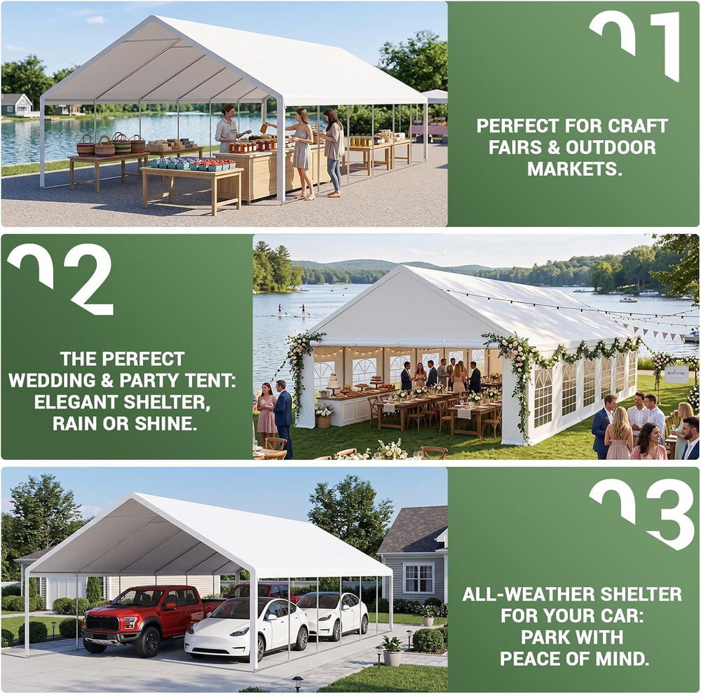 20x40ft Party Tent Heavy Duty with Removable Sidewalls White
