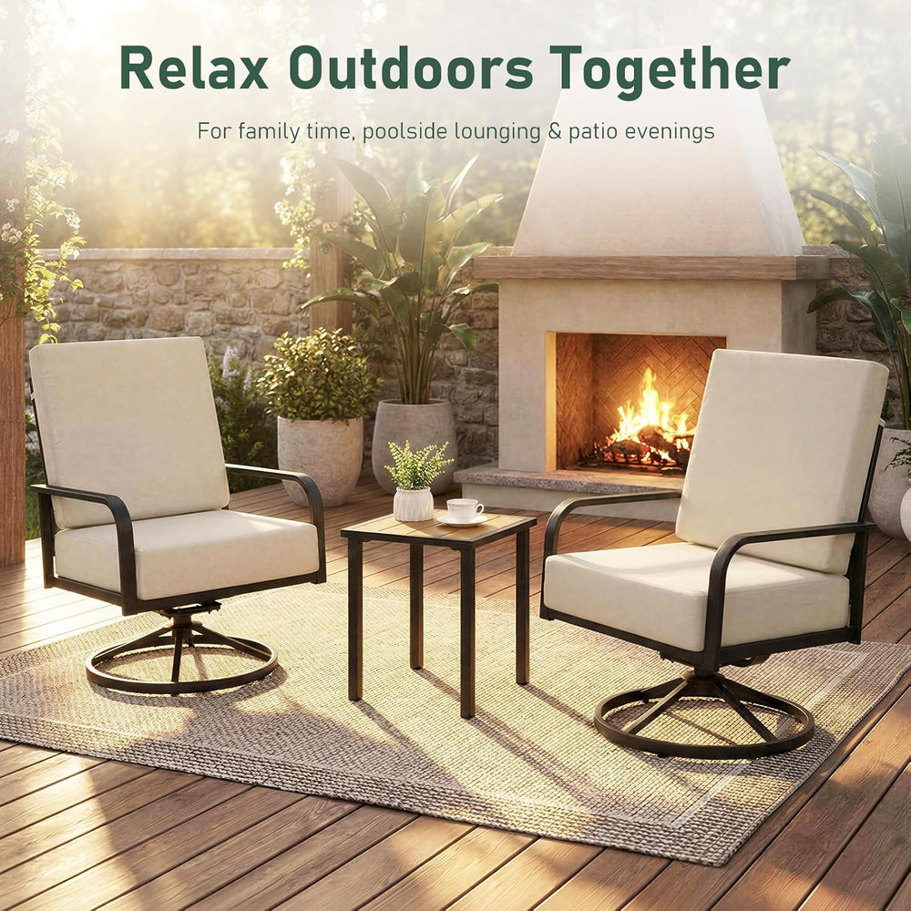 Furnimart 360° Swivel Rocker Patio Chairs Set of 2 with Coffee Table, 3-Piece...