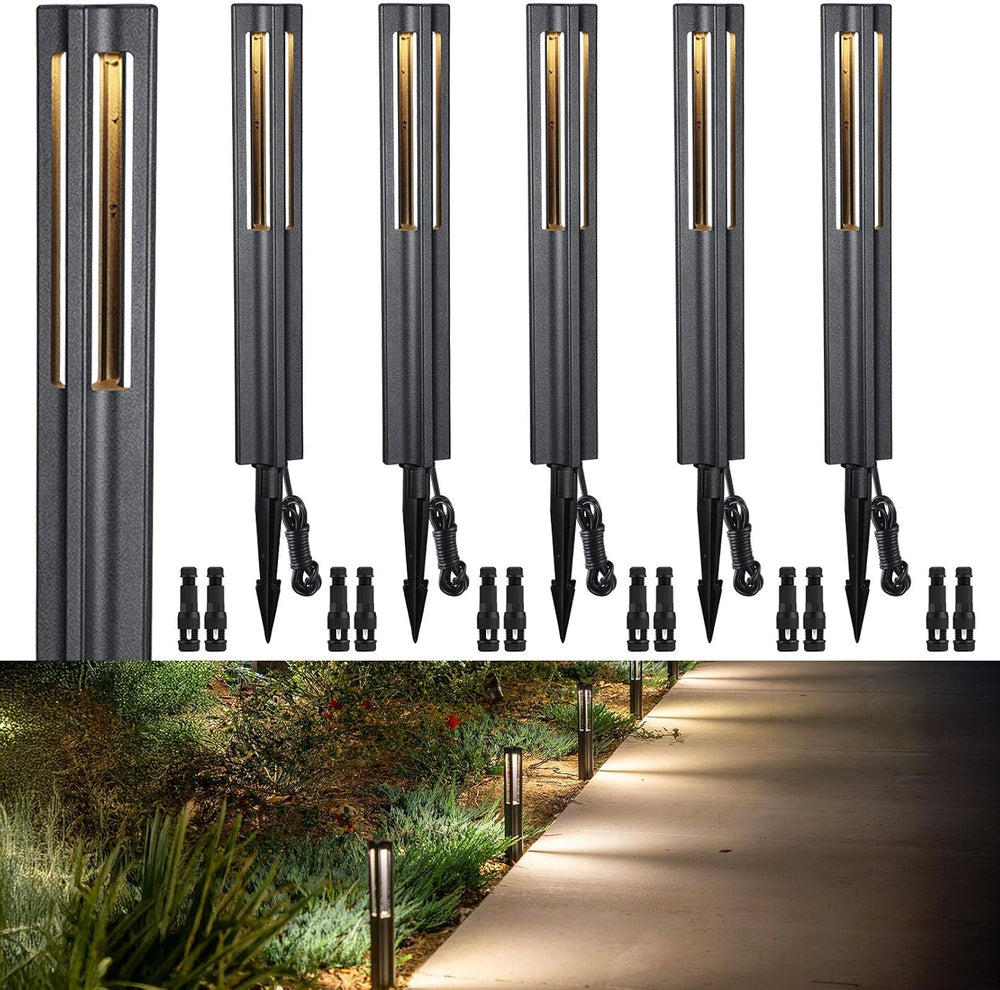 LEONLITE 6-Pack 3W LED Low Voltage Path Lights Aluminum 3000K Black