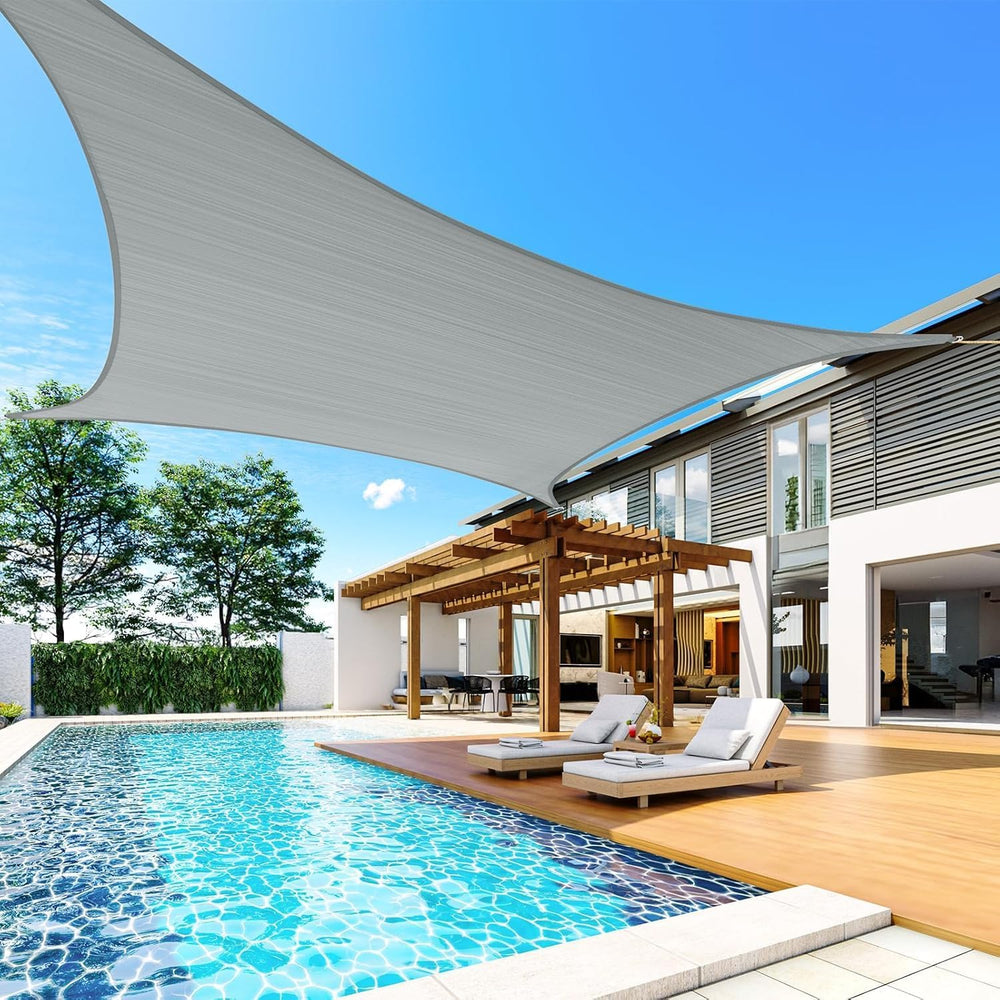 Quictent Sun Shade Sail for Patio w/Hardware Kit 185GSM 20x20ft Gray