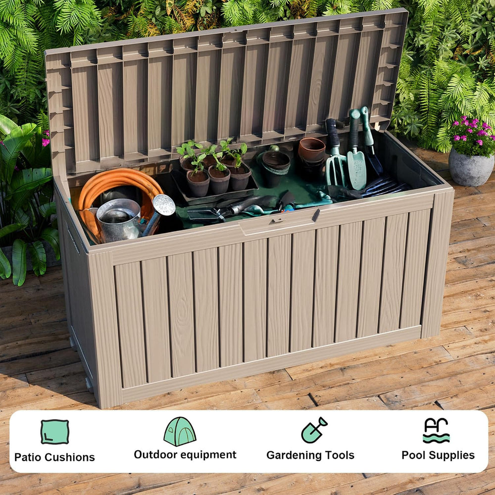 PatioZen 75 Gallon Outdoor Deck Box,Waterproof Resin Outdoor Storage Boxes, O...