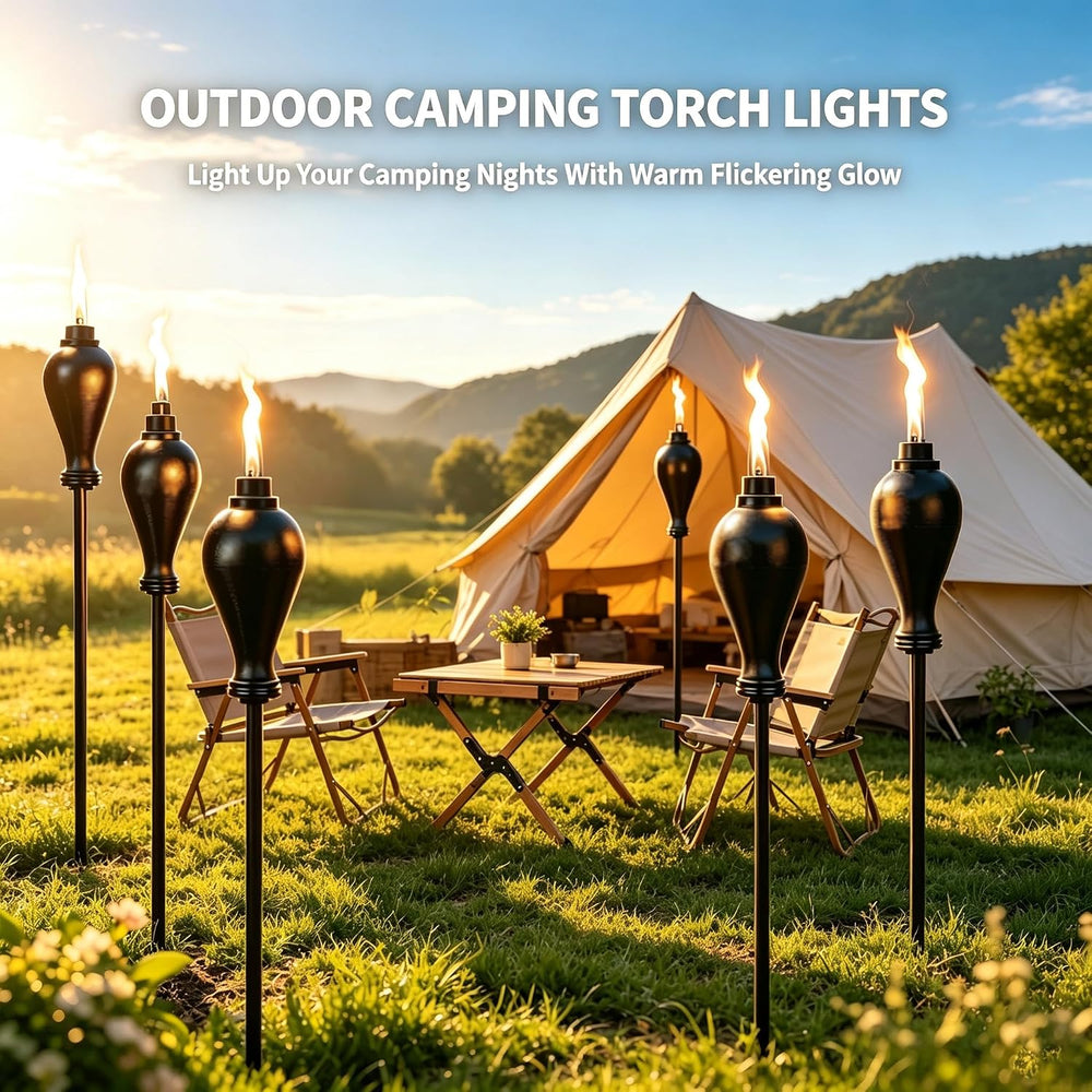 Metal Citronella Torches Outdoor,6 Pack,60 Inch Tall Flame Metal Torches for ...