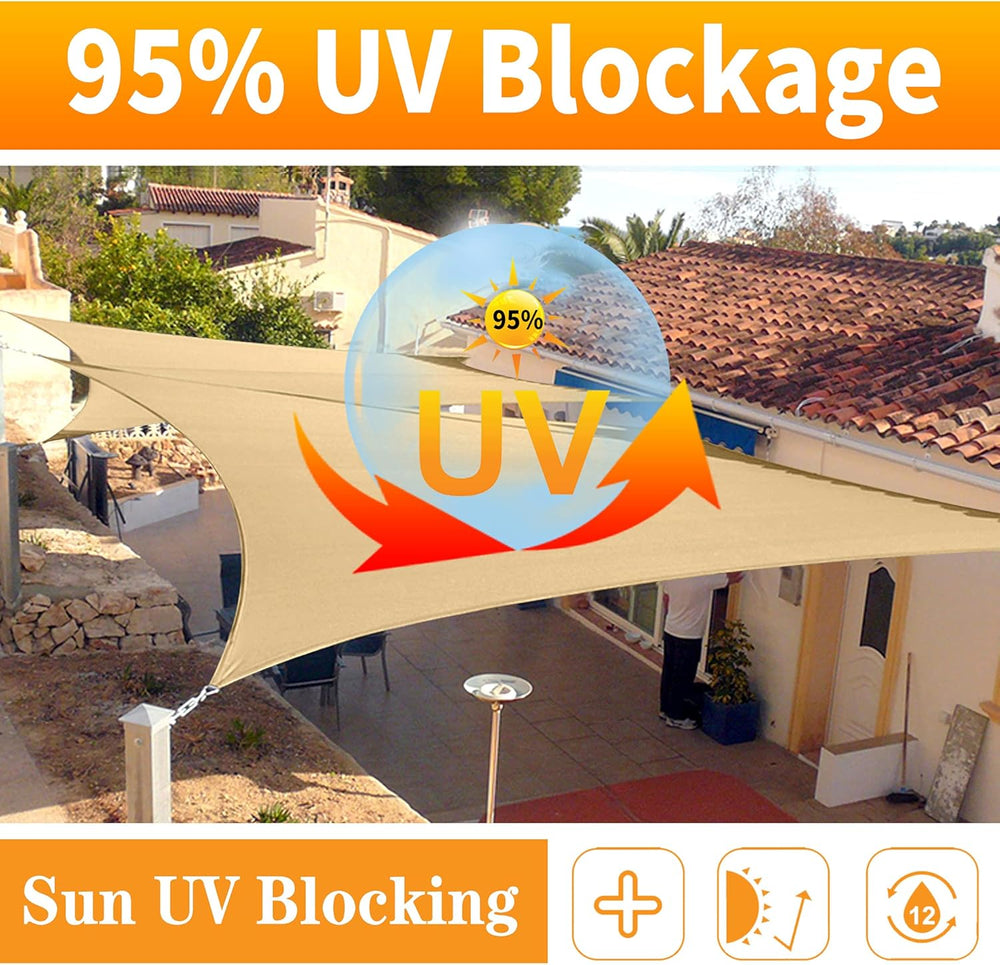 18' x 18' x 20' Gray Triangle Sun Shade Sail SSPRT24 Canopy Durab...