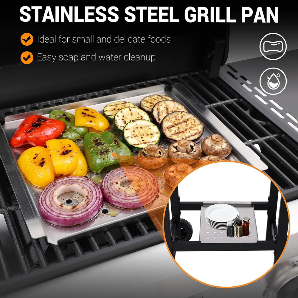 3-Burner Propane Gas Grill with Folding Side Tables