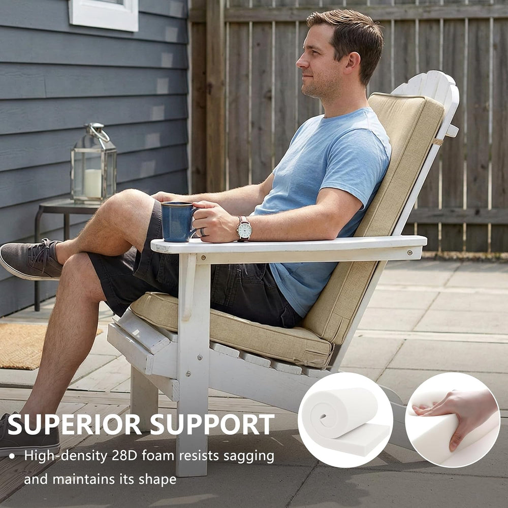Adirondack Chair Cushion - Removable Cover, Water-Repellent & Fade-Resist...
