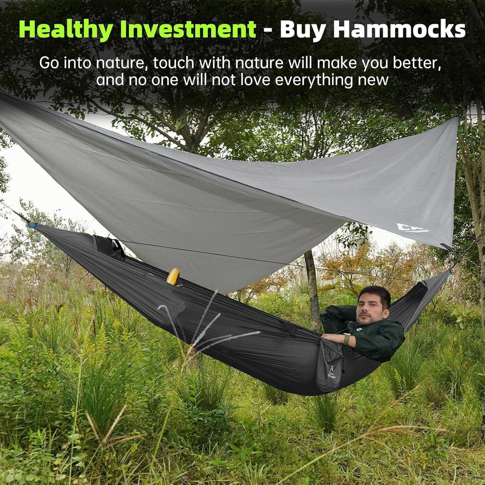 Camping Hammock with Mosquito Net, Underquilt & Rain Fly Tarp