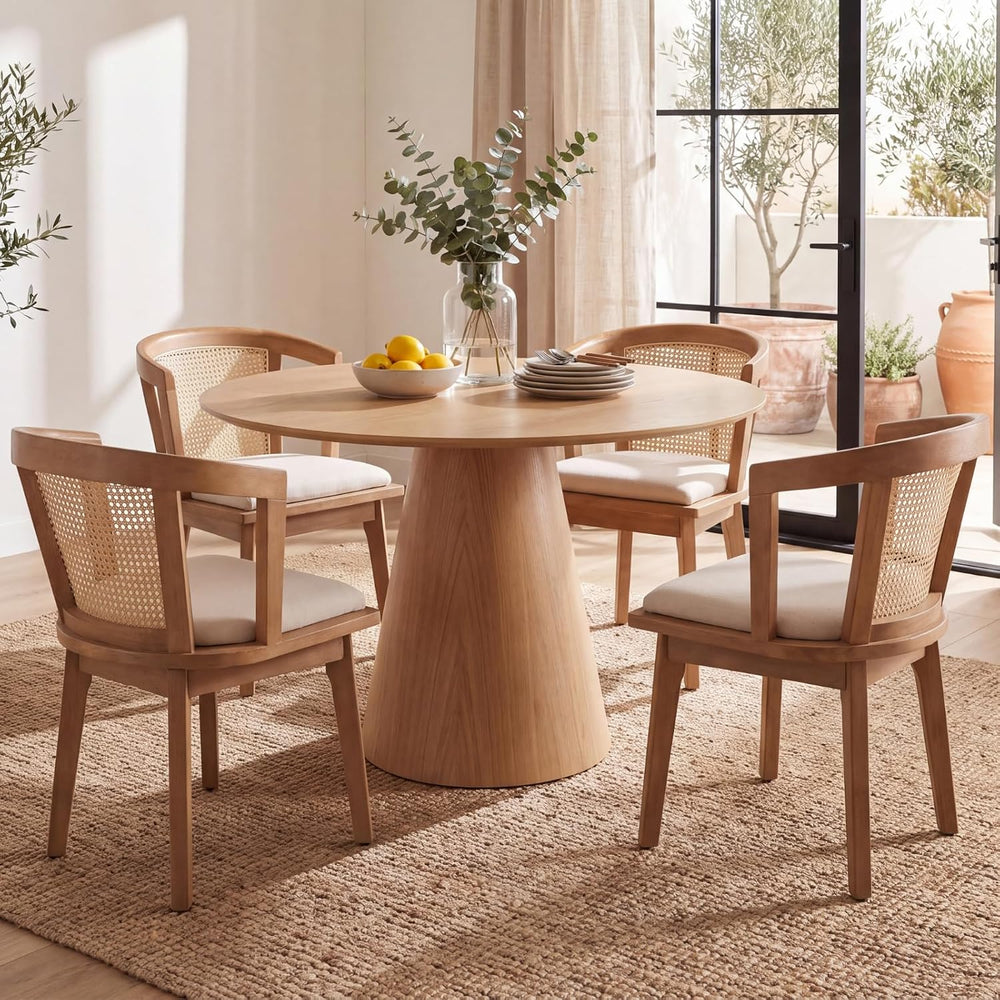 EALSON Rattan Mid Century Dining Chairs Set of 4 Modern Farmhouse Wooden Dini...