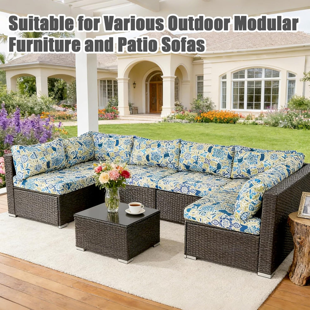 14 Piece Patio Cushion Covers Replacement Splashproof Fade Resistant Outdoor ...