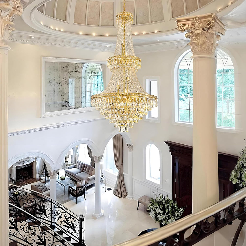 Large Gold Luxury Crystal Chandeliers 26 Lights Modern Chandelier for High Ce...