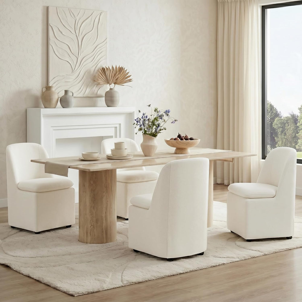 KISLOT Upholstered Dining Chairs Set of 2 with Hidden Casters, Modern Kitchen...